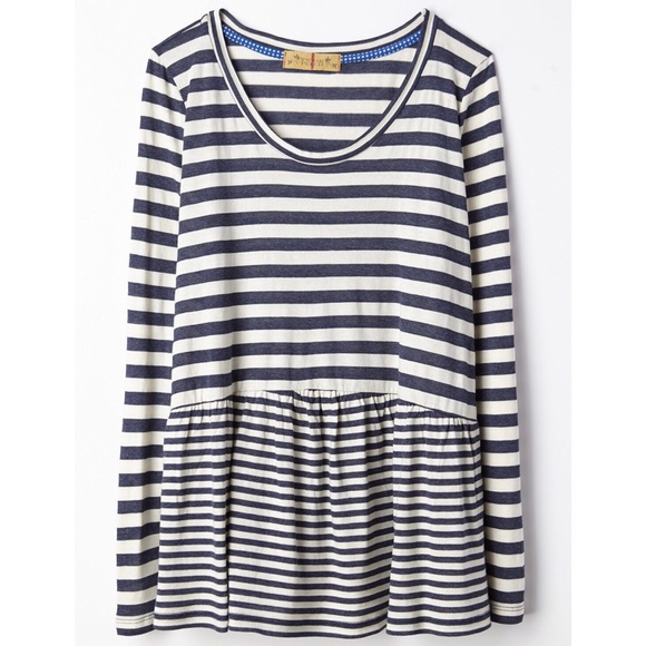 Anthropologie Tops - Anthropologie Twig & Perch Striped Peplum Tee EUC